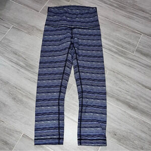 Lululemon Athletica Blue Space Dye Wunder Under Cropped Leggings, Women’s Size 6